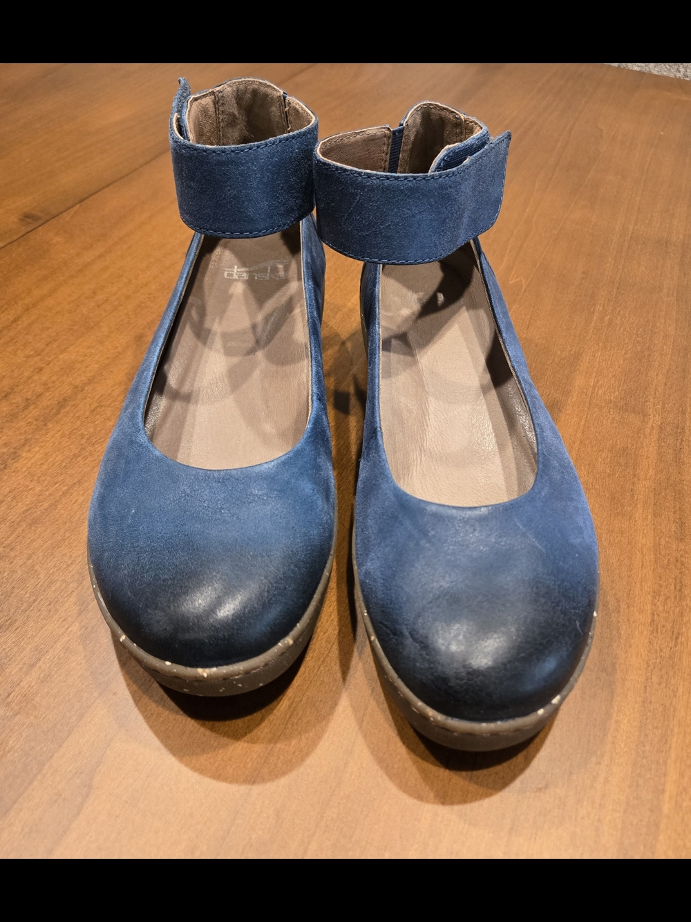 Dansko Blue Leather Ankle Strap Comfort Shoes EU 37 US 6.5-7 Balletcore Boho - Picture 2 of 10